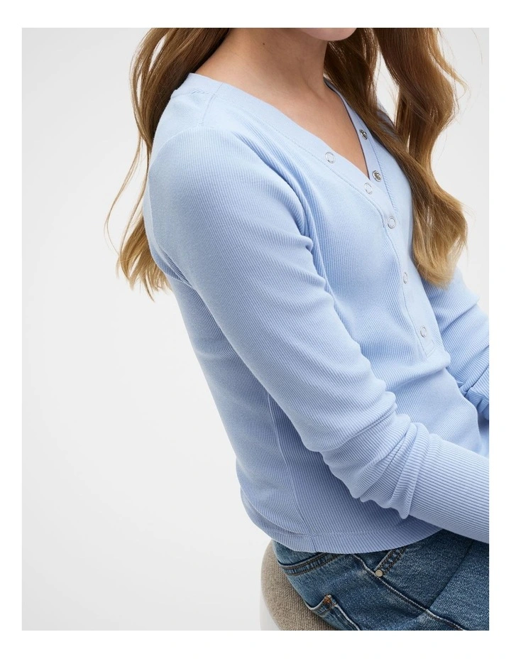 Placket Rib Tee in Blue image 3