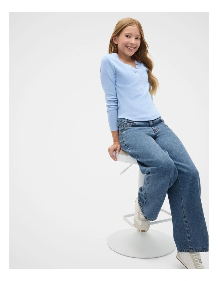 Placket Rib Tee in Blue image 4