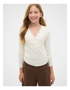 Placket Rib Tee in Classic Cream