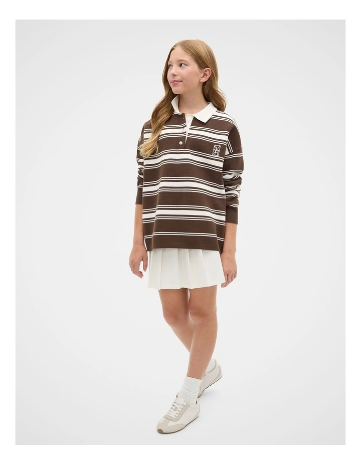 Polo Collar Knit Sweater in Brown image 4