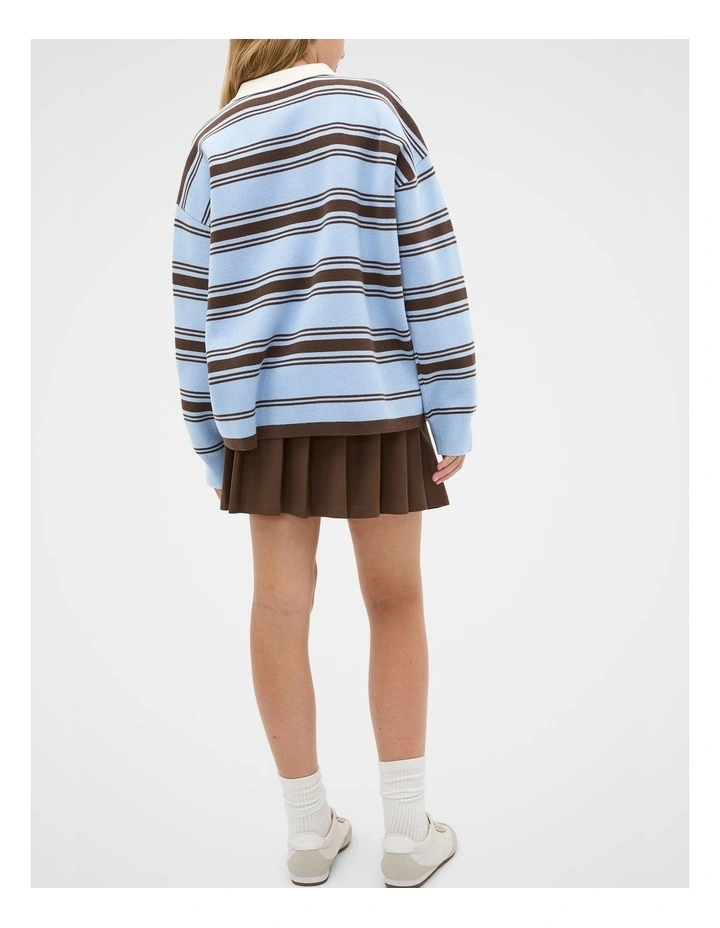 Polo Collar Knit Sweater in Blue image 2