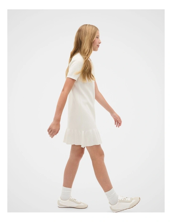 Polo Collar Knit Dress in Cream image 3