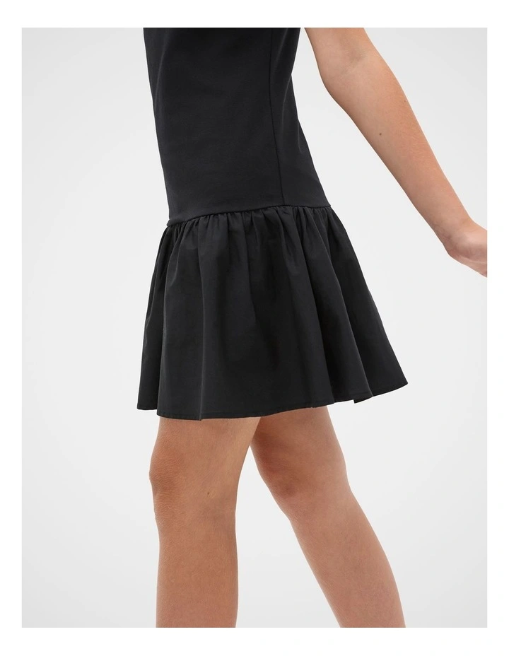 Spliced Boat Neck Dress in Black image 4