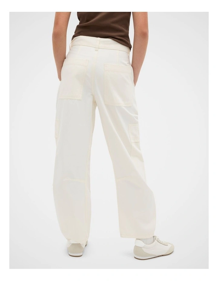Tapered Cargo Pant in Cream image 2