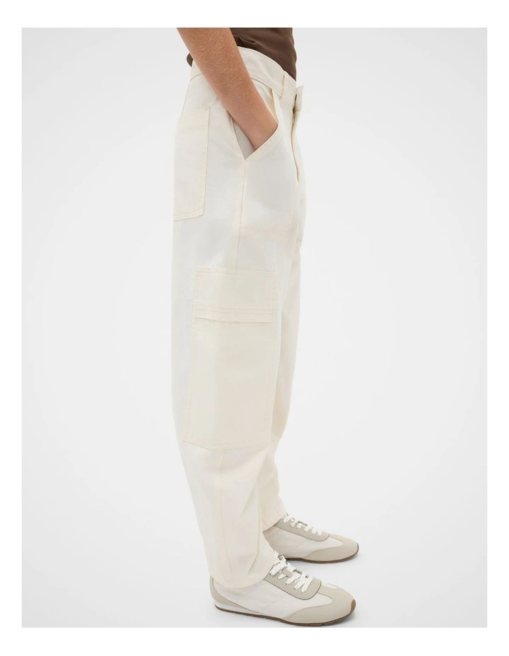 Tapered Cargo Pant in Cream image 3