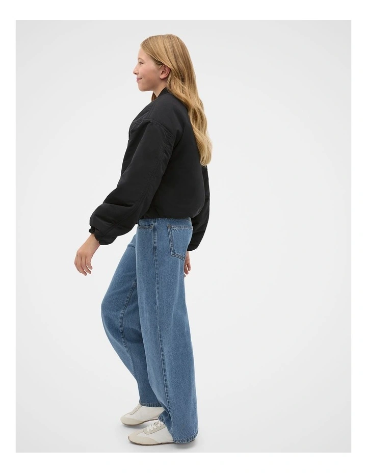 Elasticated Bomber Jacket in Black image 4