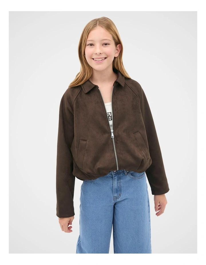 Faux Suede Jacket in Chocolate image 1