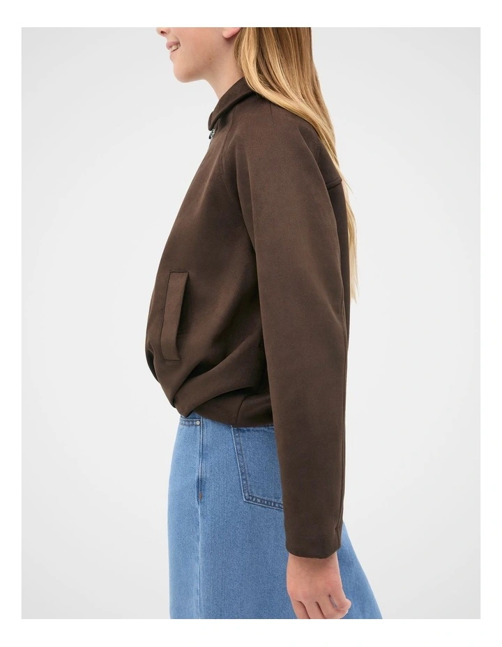Faux Suede Jacket in Chocolate image 2
