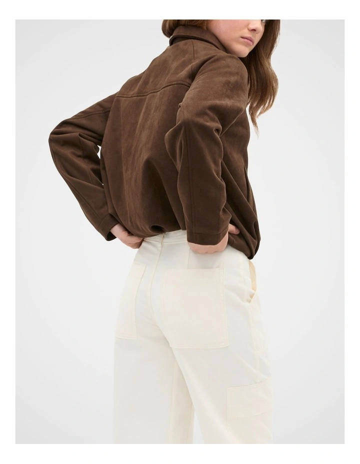 Faux Suede Jacket in Chocolate image 2