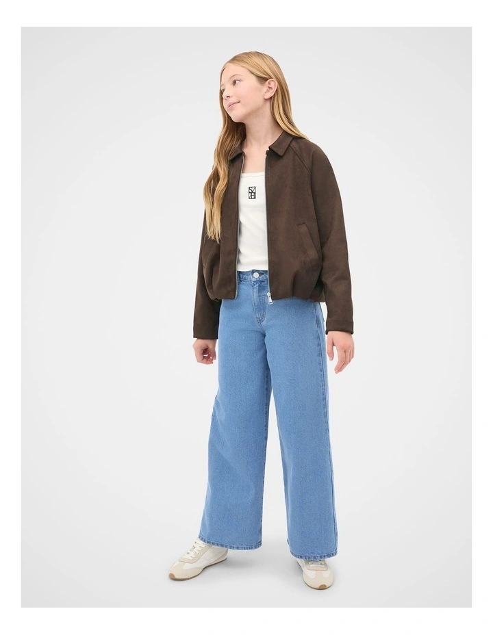 Faux Suede Jacket in Chocolate image 3