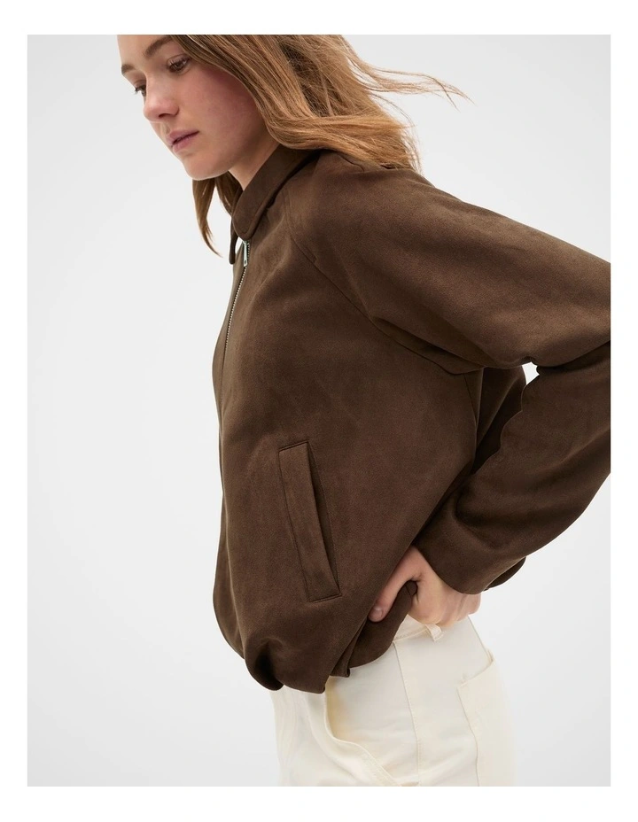 Faux Suede Jacket in Chocolate image 3
