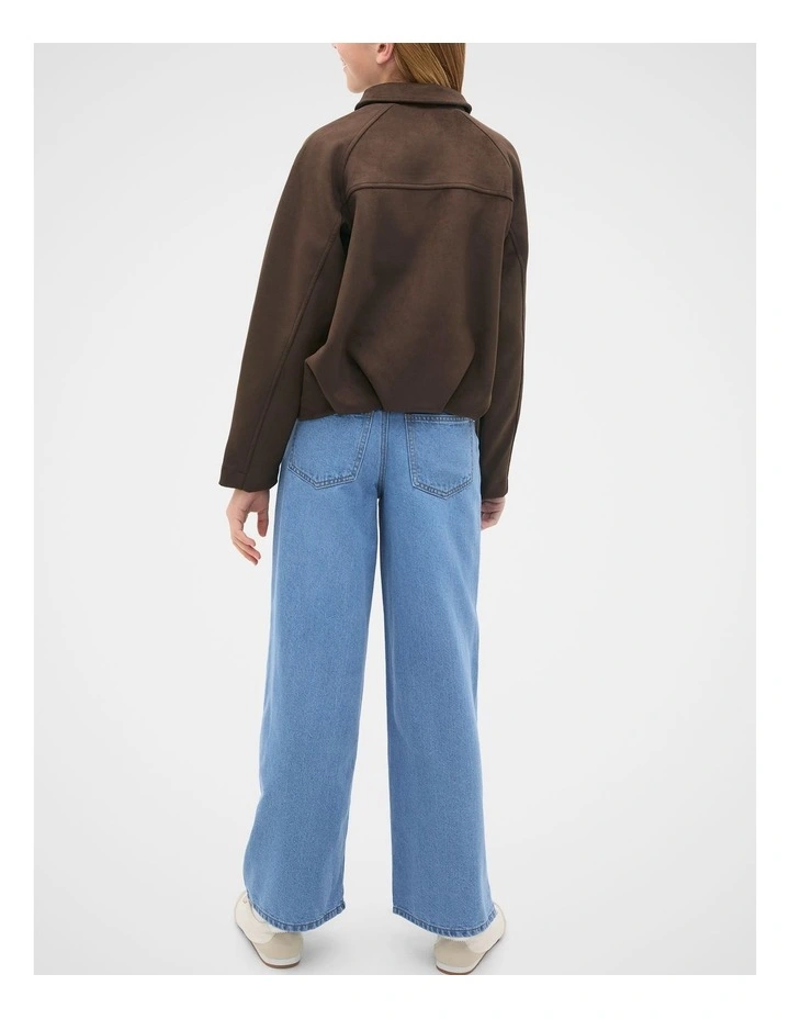Faux Suede Jacket in Chocolate image 4