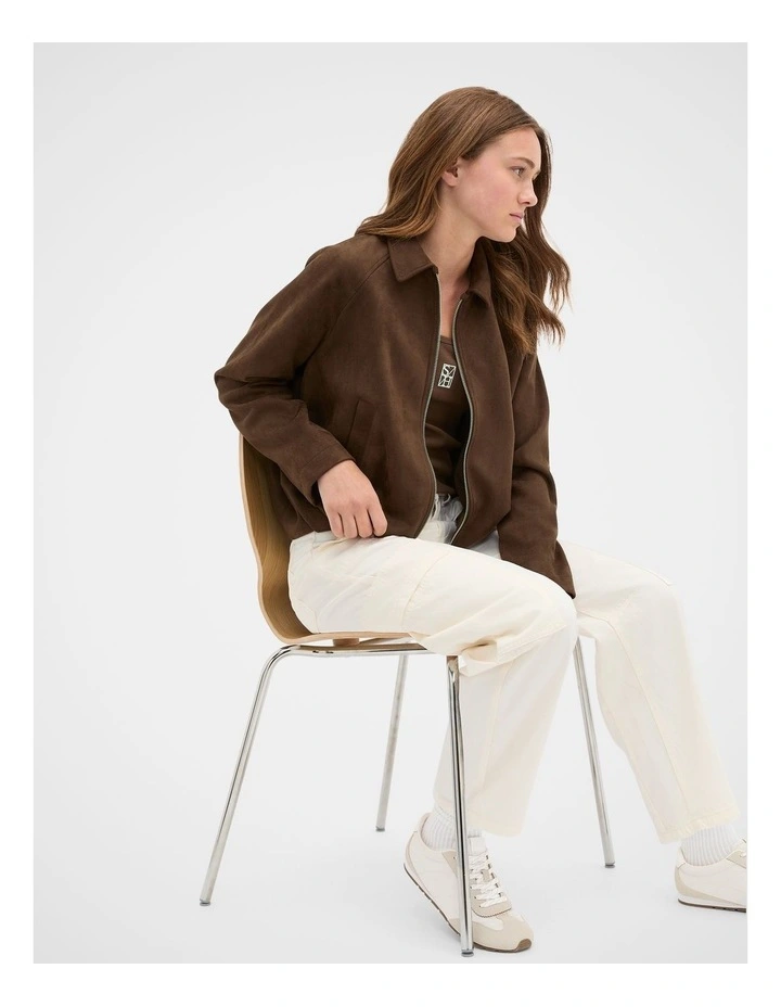 Faux Suede Jacket in Chocolate image 4