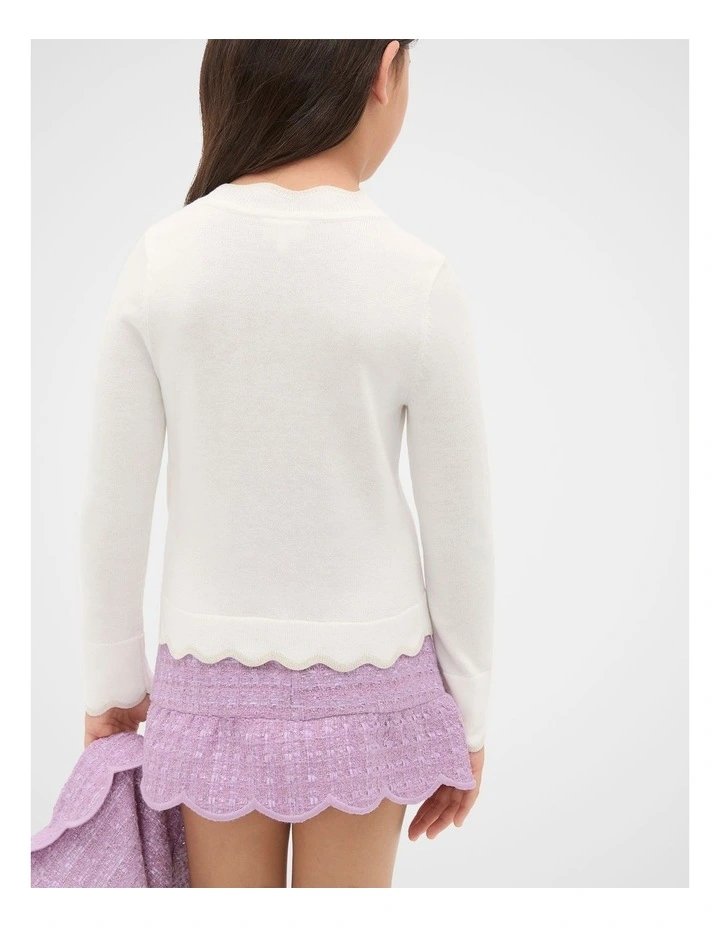 Knit Scallop Tee in Classic Cream image 2