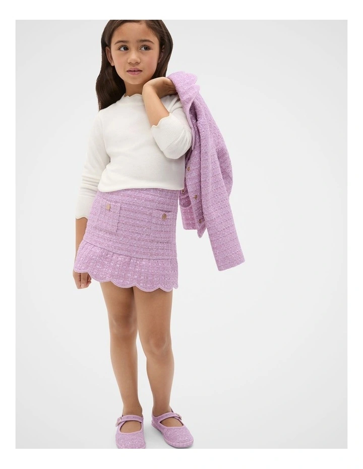 Knit Scallop Tee in Classic Cream image 3