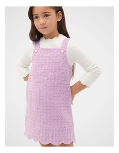 Tweed Pleat Pinafore in Orchid
