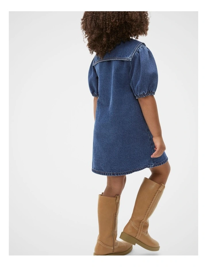 Collar Denim Dress in Indigo image 2