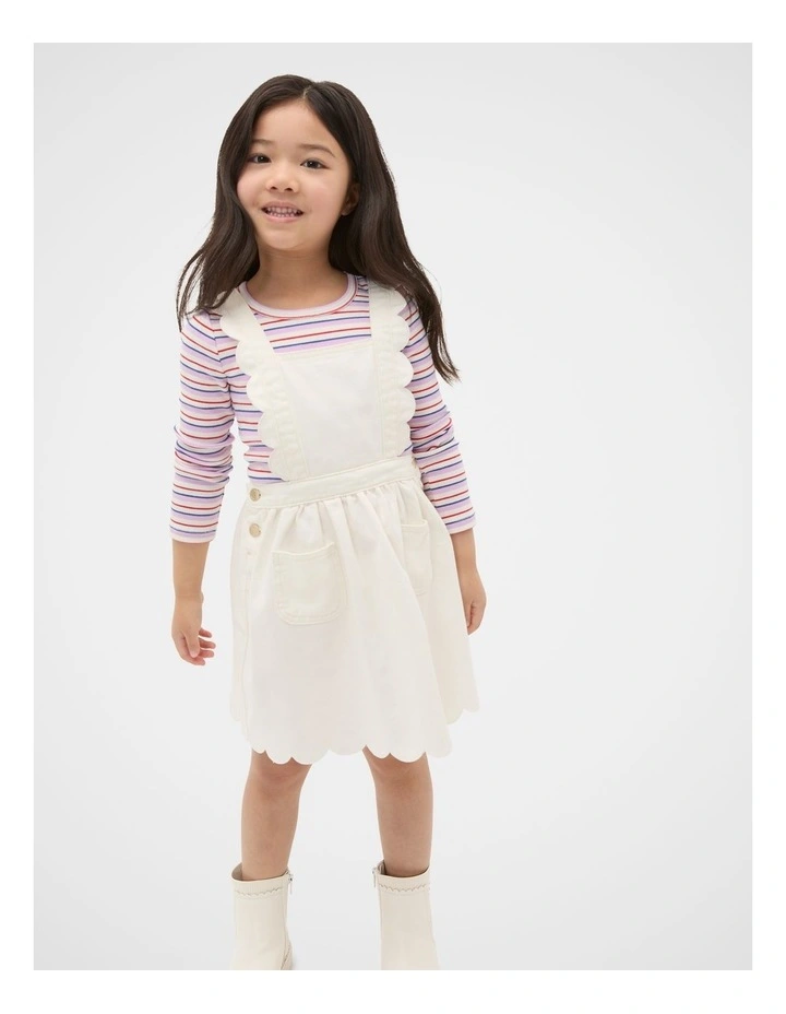 Scallop Denim Pinafore Dress in Classic Cream image 1