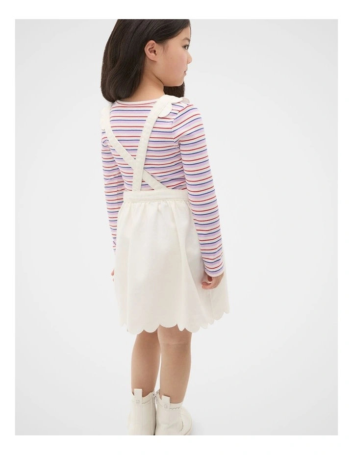 Scallop Denim Pinafore Dress in Classic Cream image 2