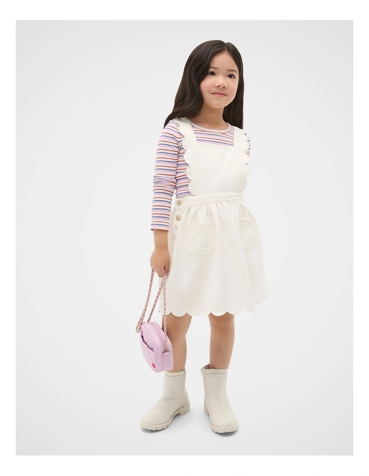 Scallop Denim Pinafore Dress in Classic Cream image 3