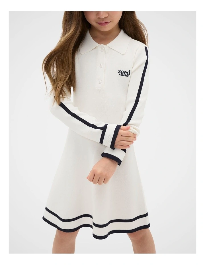 Logo Knit Dress in Classic Cream image 3