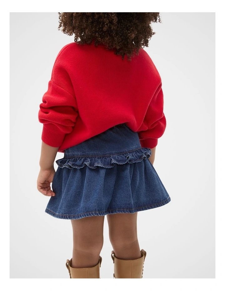 Ruffle Denim Skirt in Indigo image 2