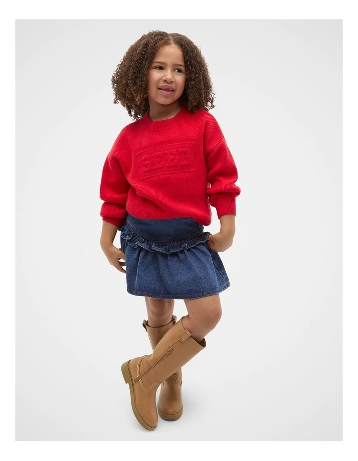 Ruffle Denim Skirt in Indigo image 3