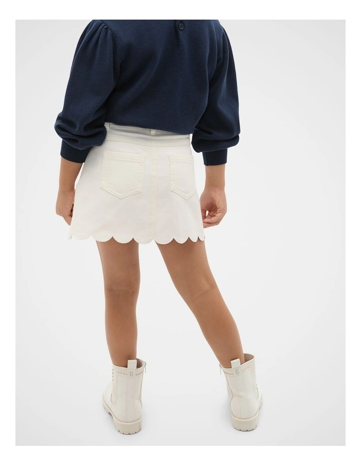 Scallop Denim Skirt in Classic Cream image 2