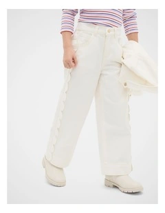 Scallop Denim Jean in Classic Cream