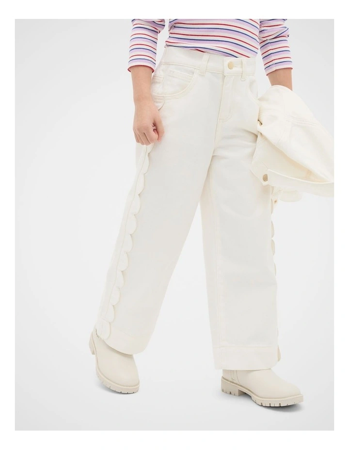 Scallop Denim Jean in Classic Cream image 1