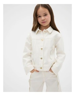 Scallop Denim Jacket in Classic Cream