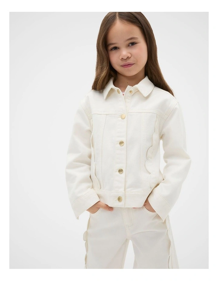 Scallop Denim Jacket in Classic Cream image 1