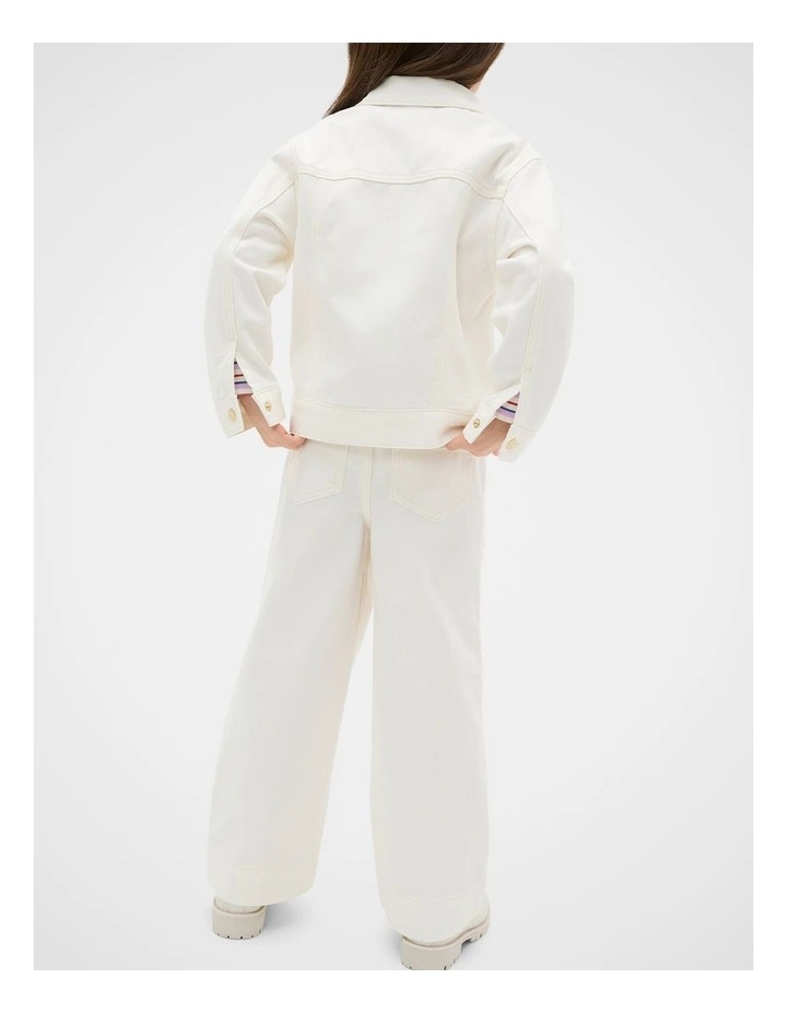 Scallop Denim Jacket in Classic Cream image 2