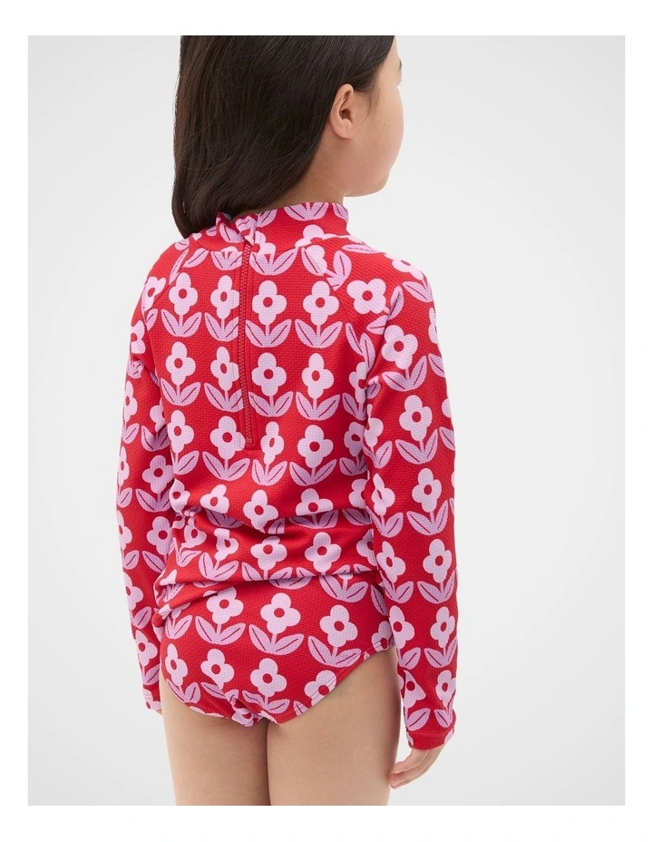 Floral Rashsuit Set in Chilli Red image 2