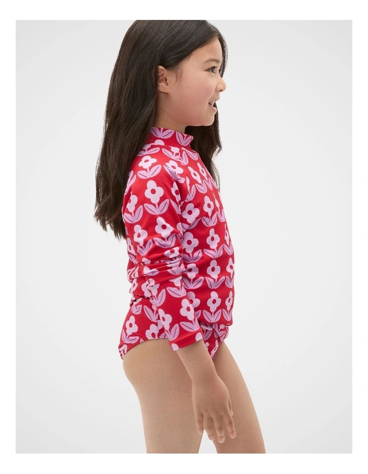 Floral Rashsuit Set in Chilli Red image 3