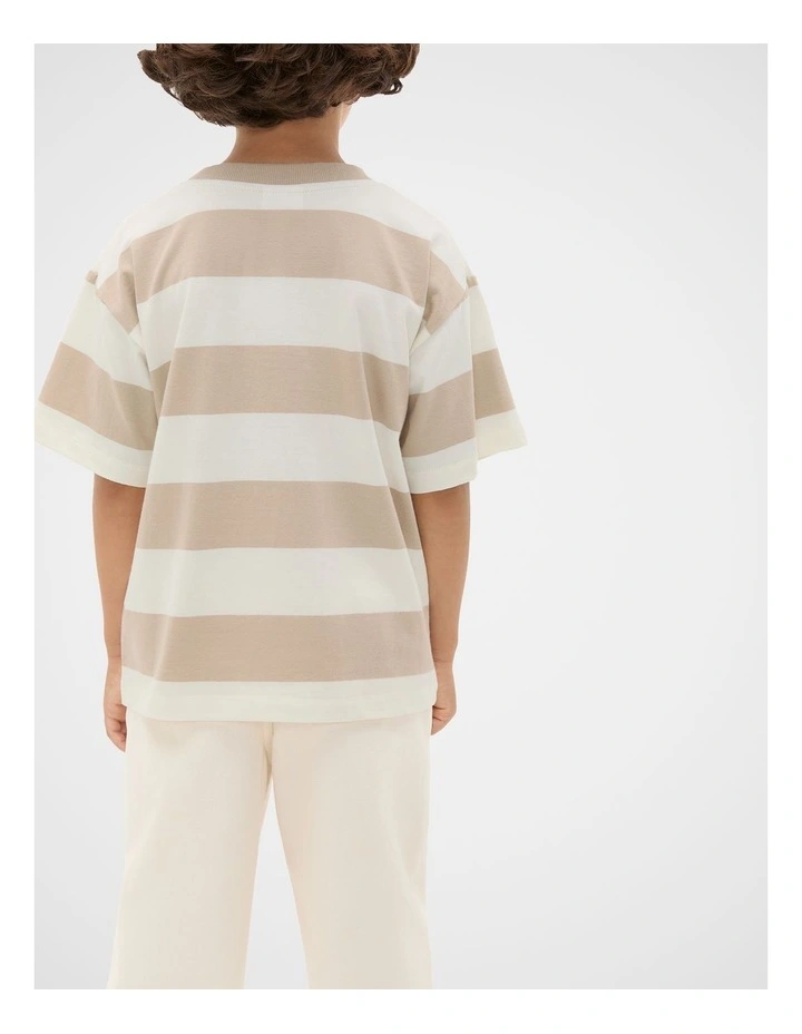 Stripe Multi Logo Tee in Milk Tea image 2