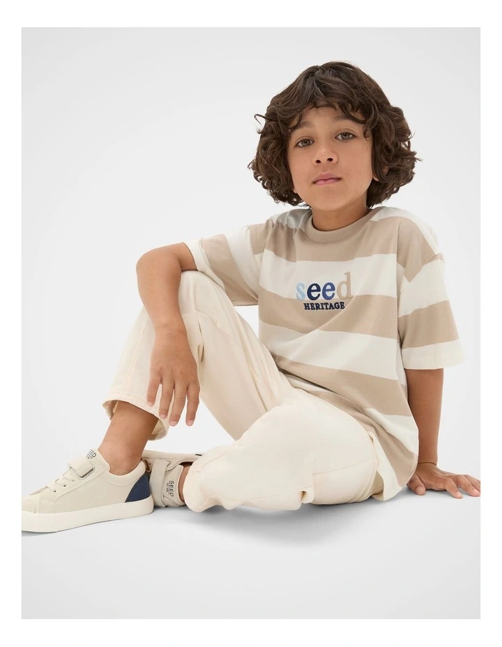 Stripe Multi Logo Tee in Milk Tea image 3