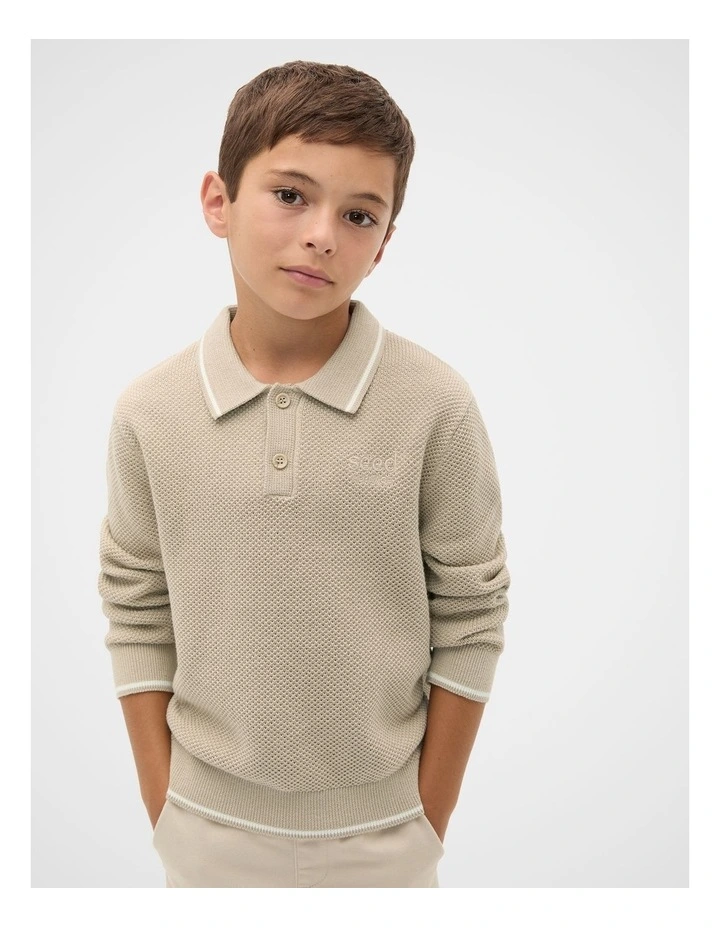 Essential Knit Polo in Milk Tea image 1