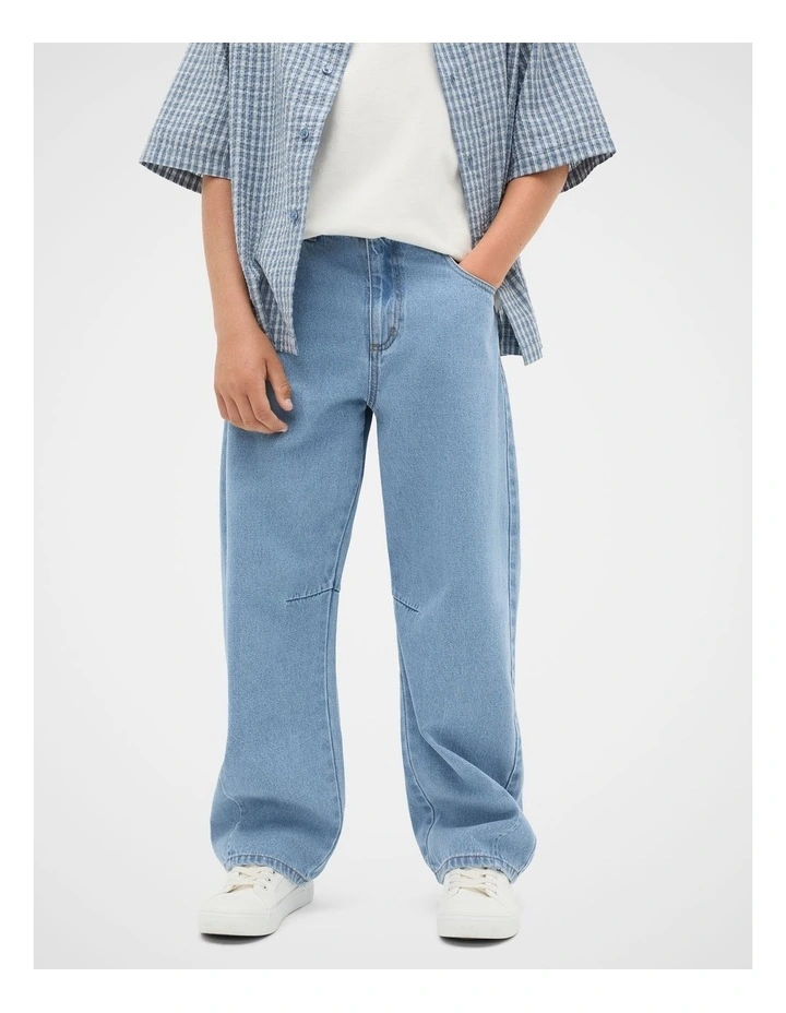 Barrel Jean in Light Blue Wash image 1