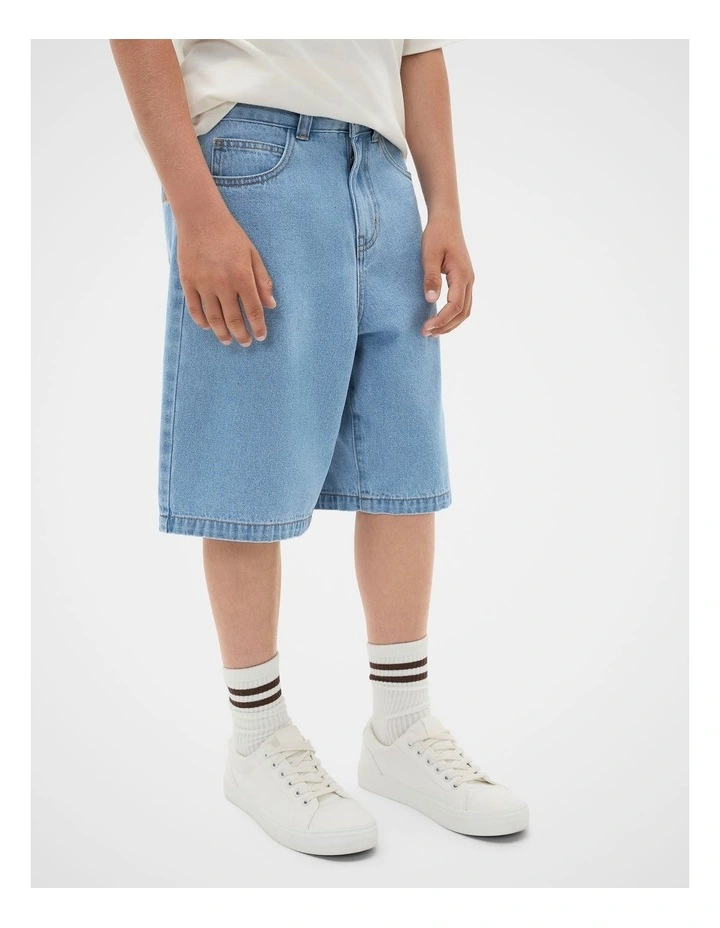 Denim Jort in Light Blue Wash image 1