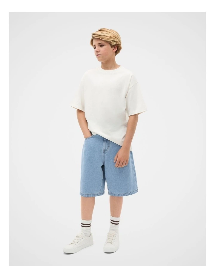 Denim Jort in Light Blue Wash image 3