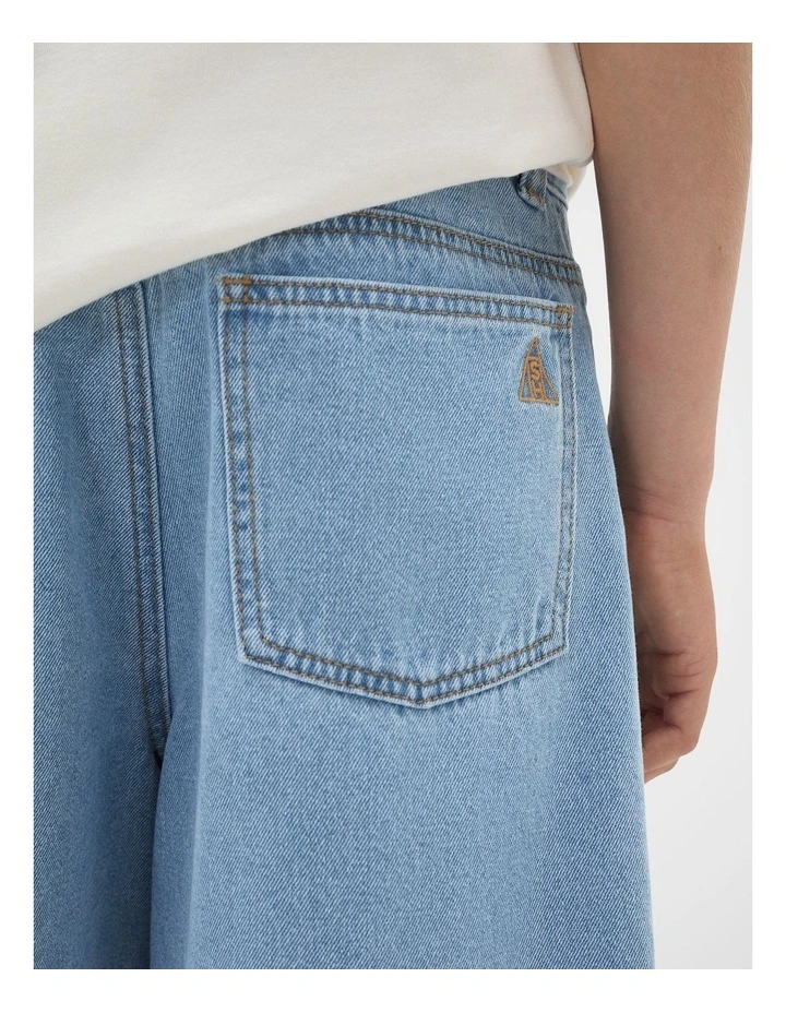 Denim Jort in Light Blue Wash image 4