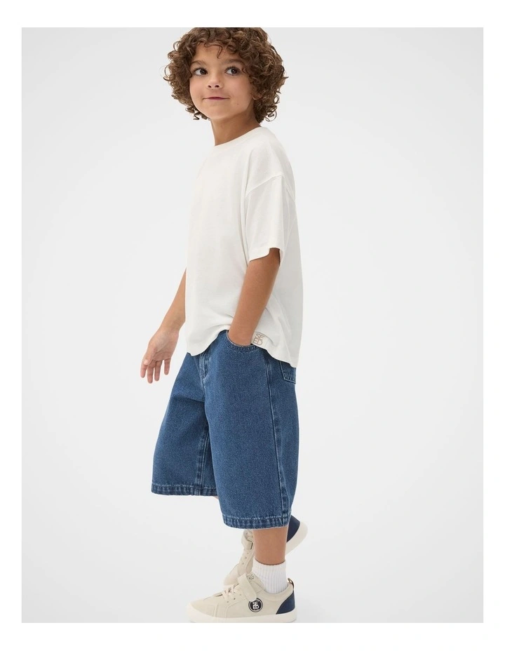 Longline Denim Short in Indigo image 3