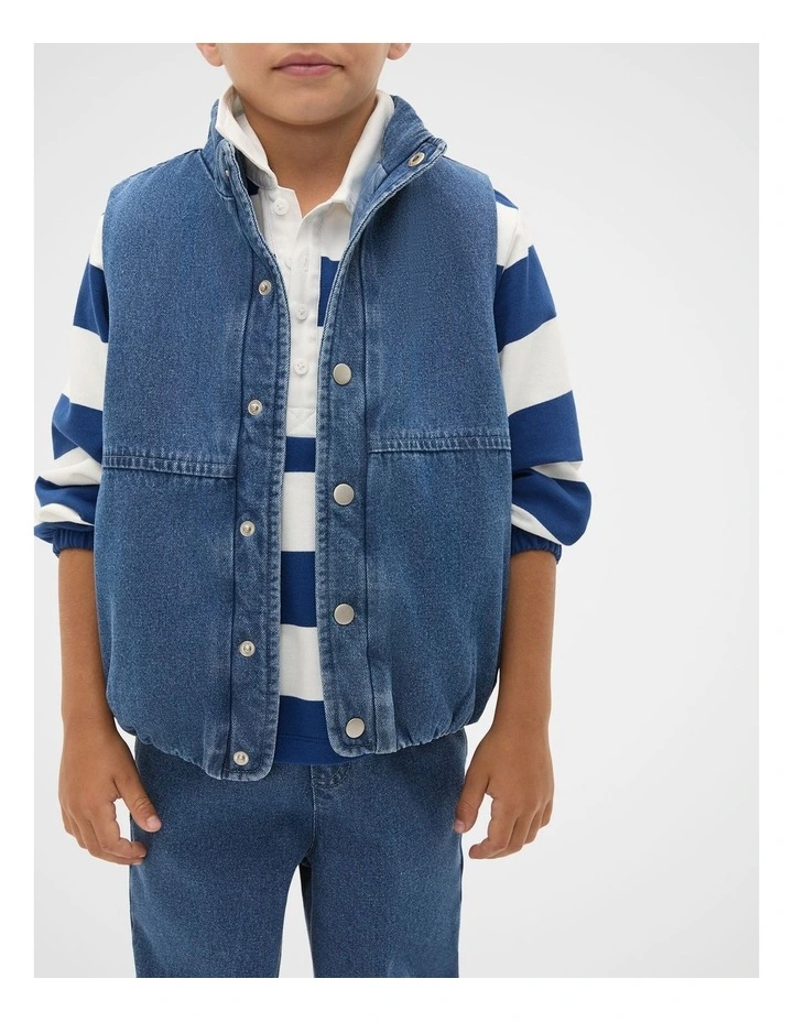 Washed Denim Vest in Indigo image 1