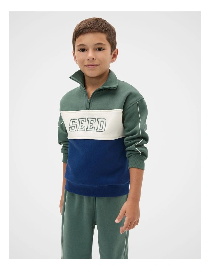 Core Panelled Sweater in French Navy image 1