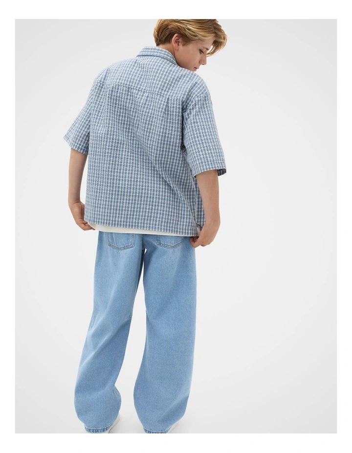 Oversized Cropped Shirt in Ash Blue image 2