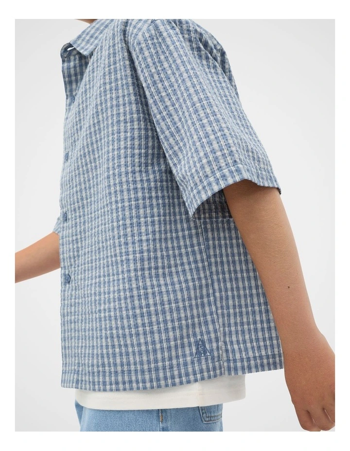 Oversized Cropped Shirt in Ash Blue image 3