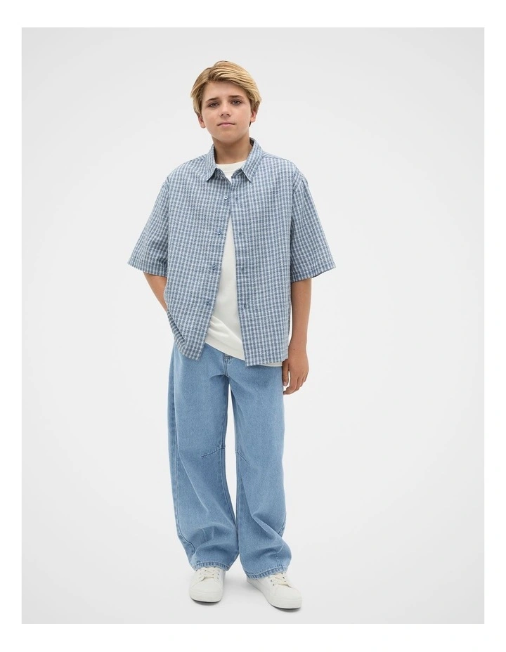 Oversized Cropped Shirt in Ash Blue image 4
