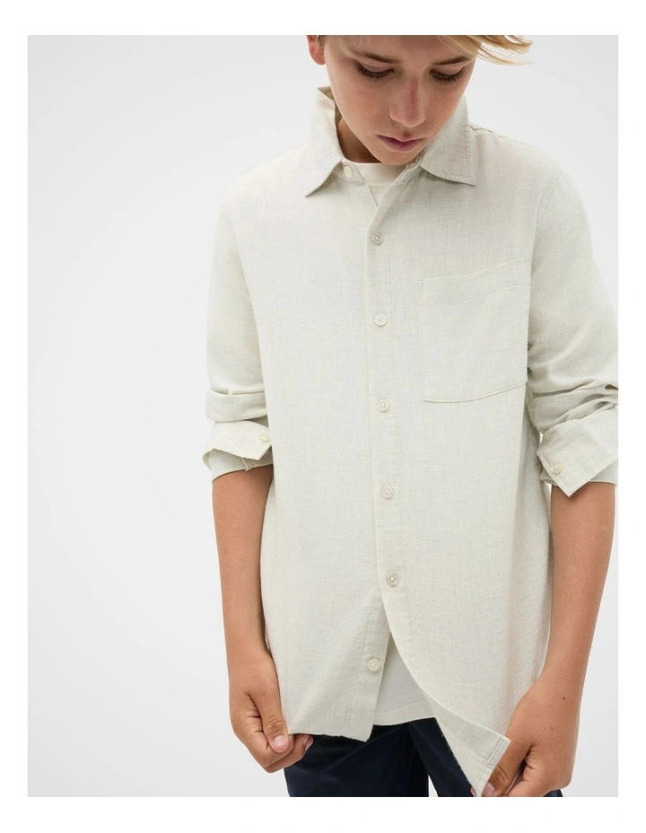 Brushed Shirt in Oat Marle image 3