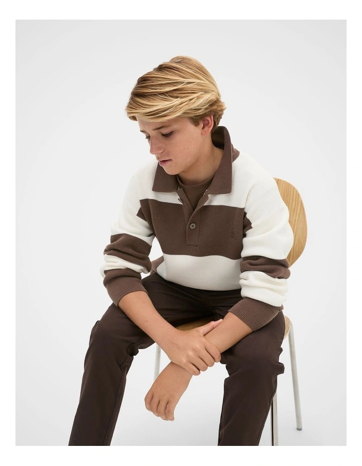 Stripe Rugby Knit in Chocolate image 1